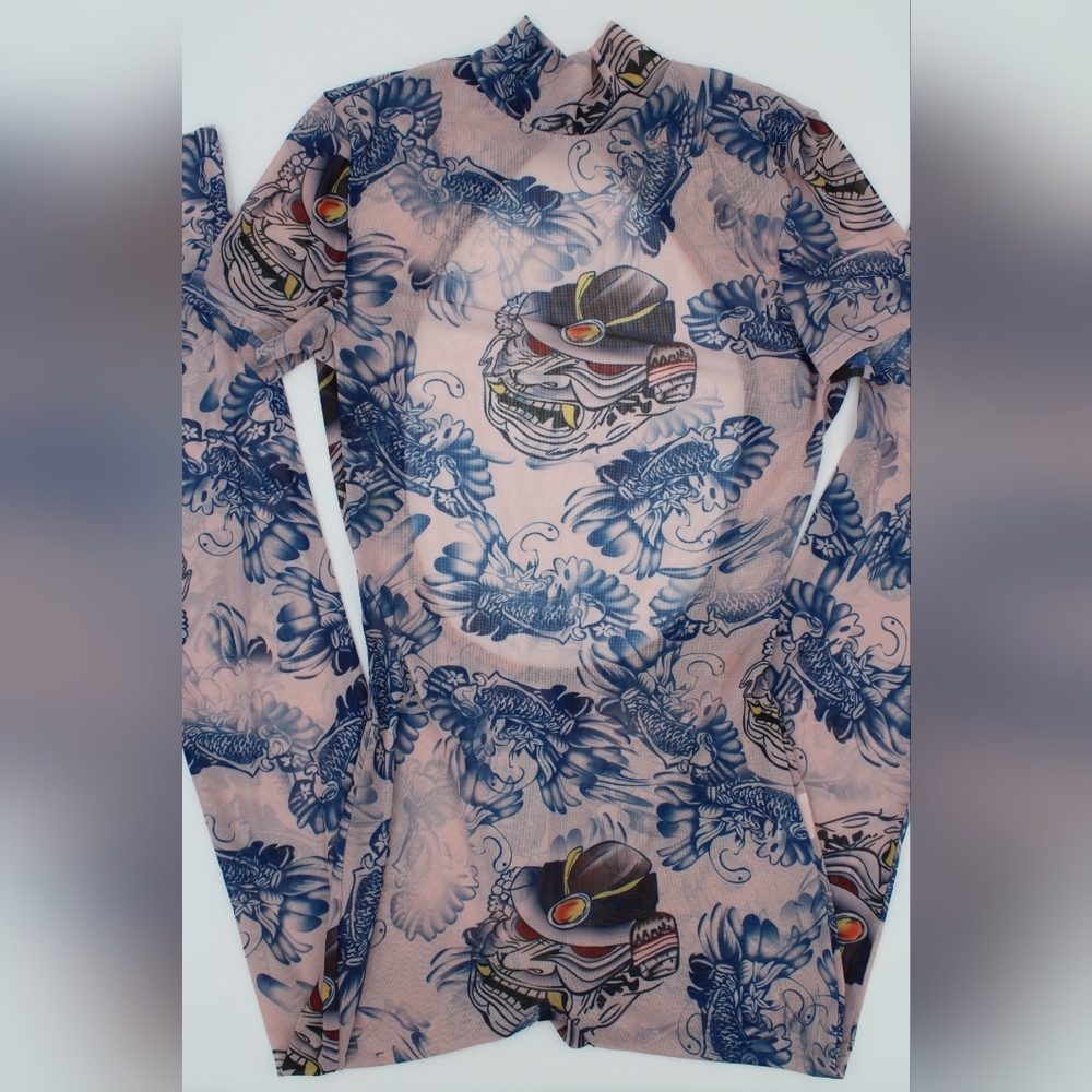 Shein XS Sheer Full Jumper – Blue/Pink Hues